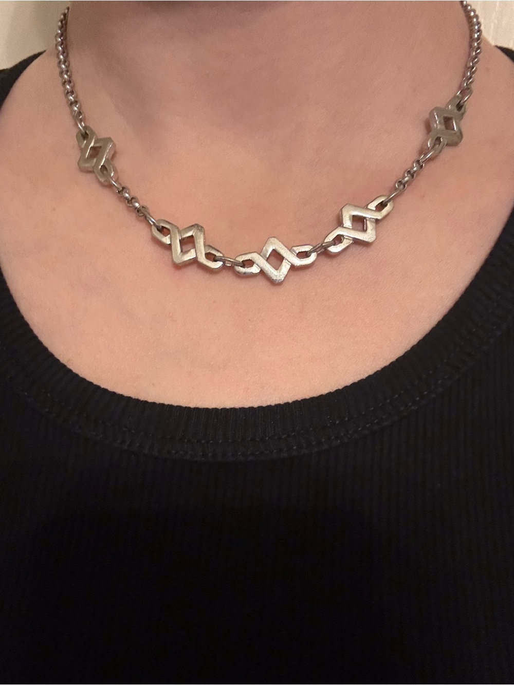 Silver Geometric Link Necklace - Women Jewelry